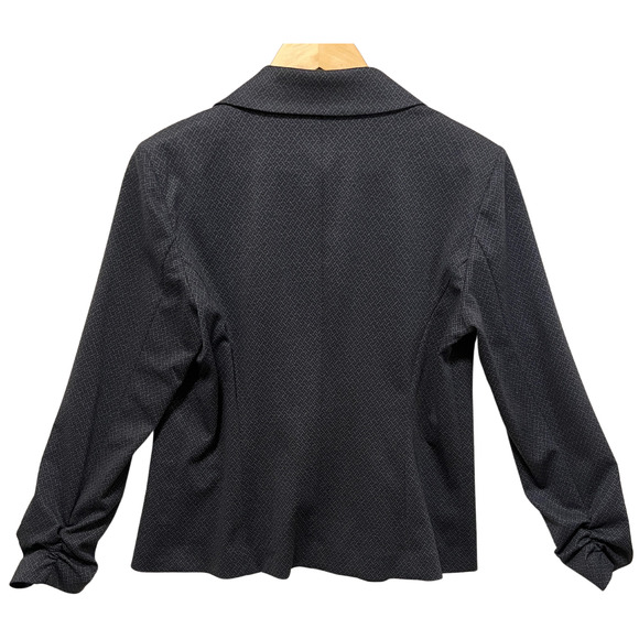 Peace of Cloth Gray Blue Patterned Single Button Stretch Casual Blazer Size 8 - Picture 2 of 9